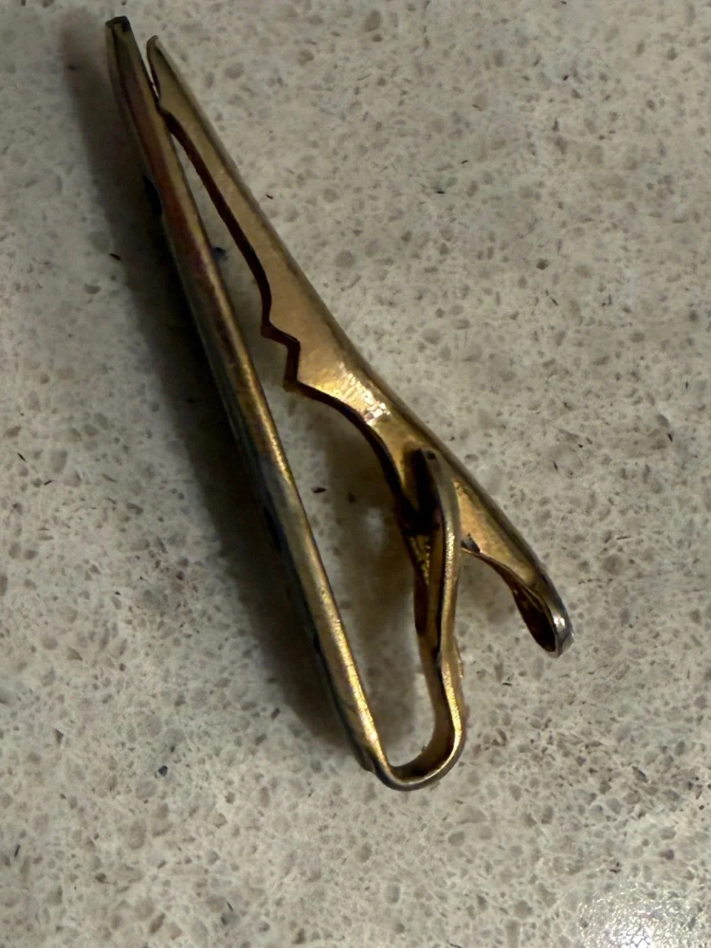 Vintage swank 1960s golf etched Brushed Brass tie Bar  Clip money clip